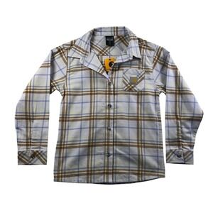 Carhartt Girl Small 8 Long Sleeve Pocket Flannel Shirt Plaid Pastel Pur TW9157-G